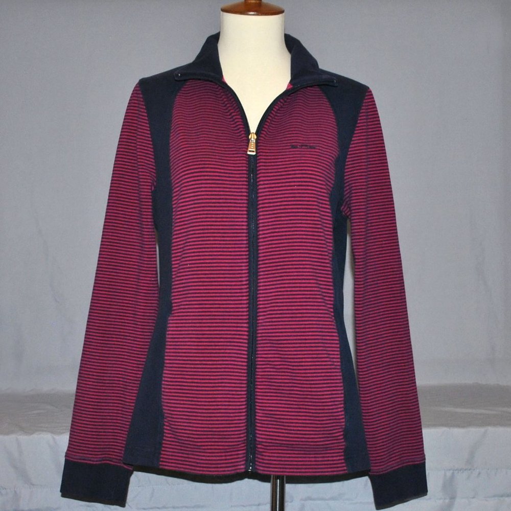 Lauren Ralph Lauren Active Sweatshirt Size Large Blue & Pink Striped Zip Up